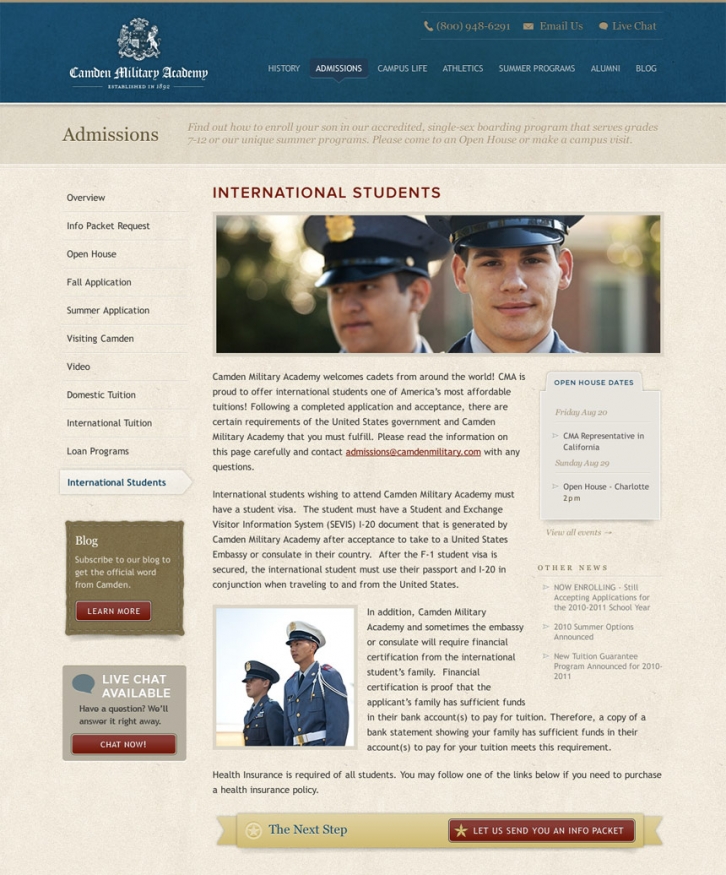 Camden Military Secondary Page