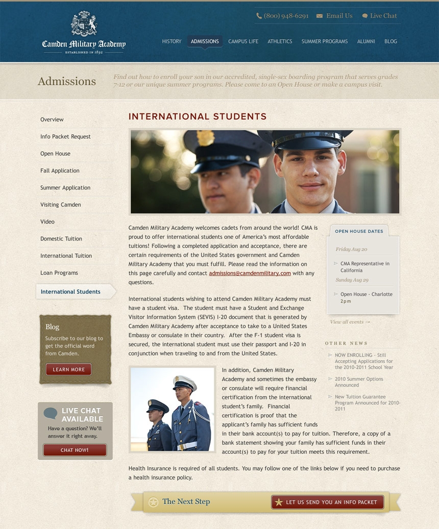Camden Military Secondary Page