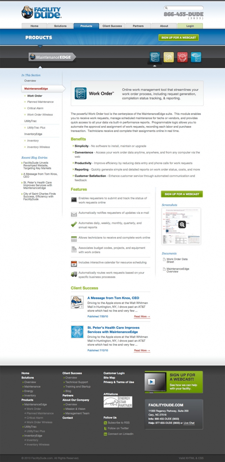 Facility Dude Product Page