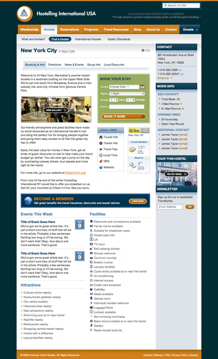 Hostelling International Hostel Page