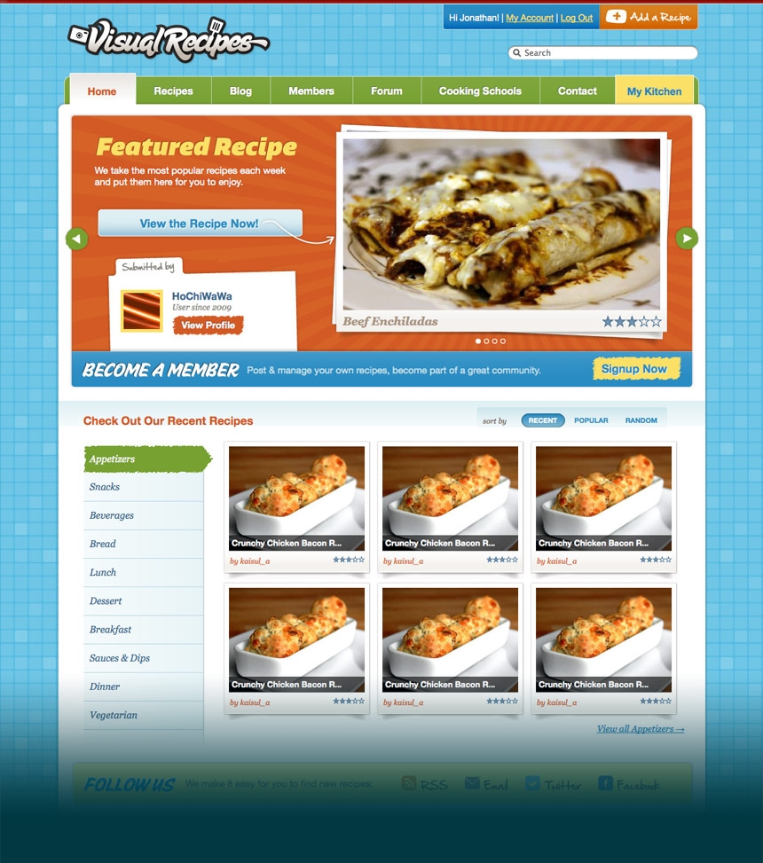 Visual Recipes Homepage