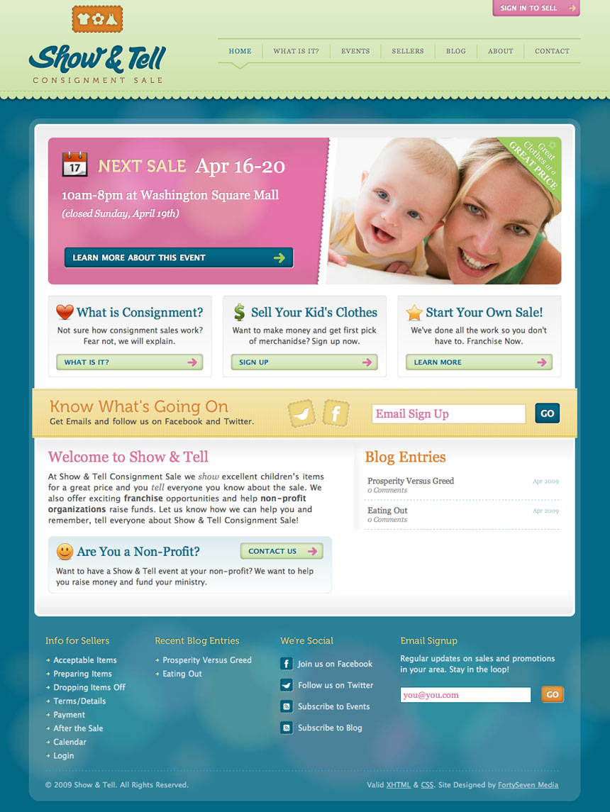 Show and Tell Sale Homepage