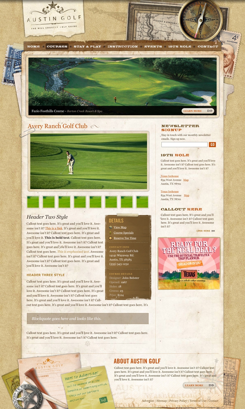 Austin Golf Detail Page