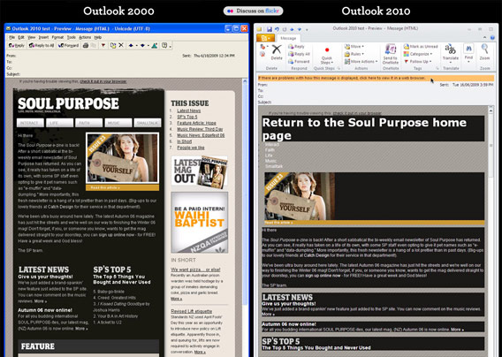 Difference between rendering in Outlook 2000 and 2010
